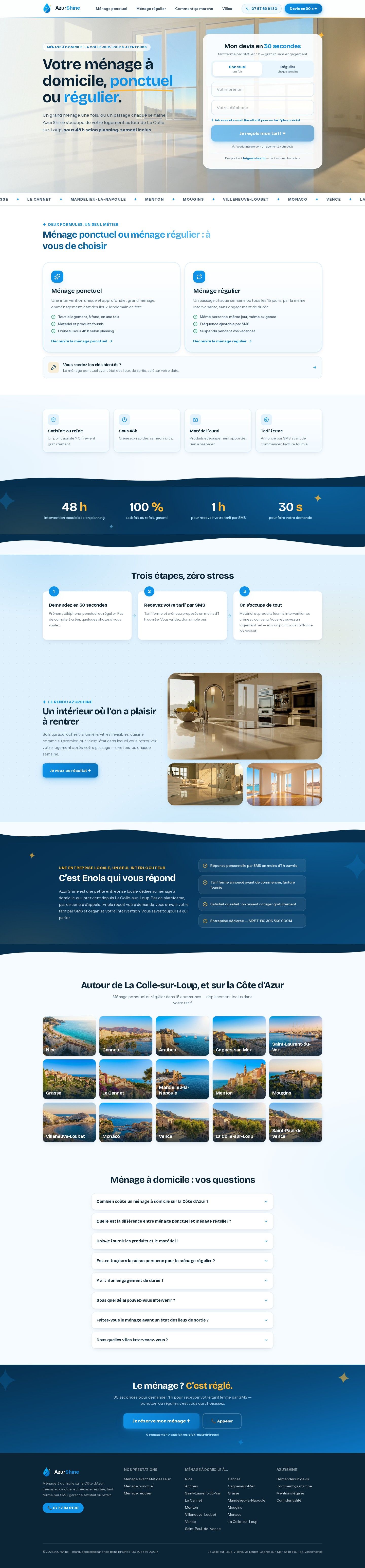 Capture pleine page du site AzurShine