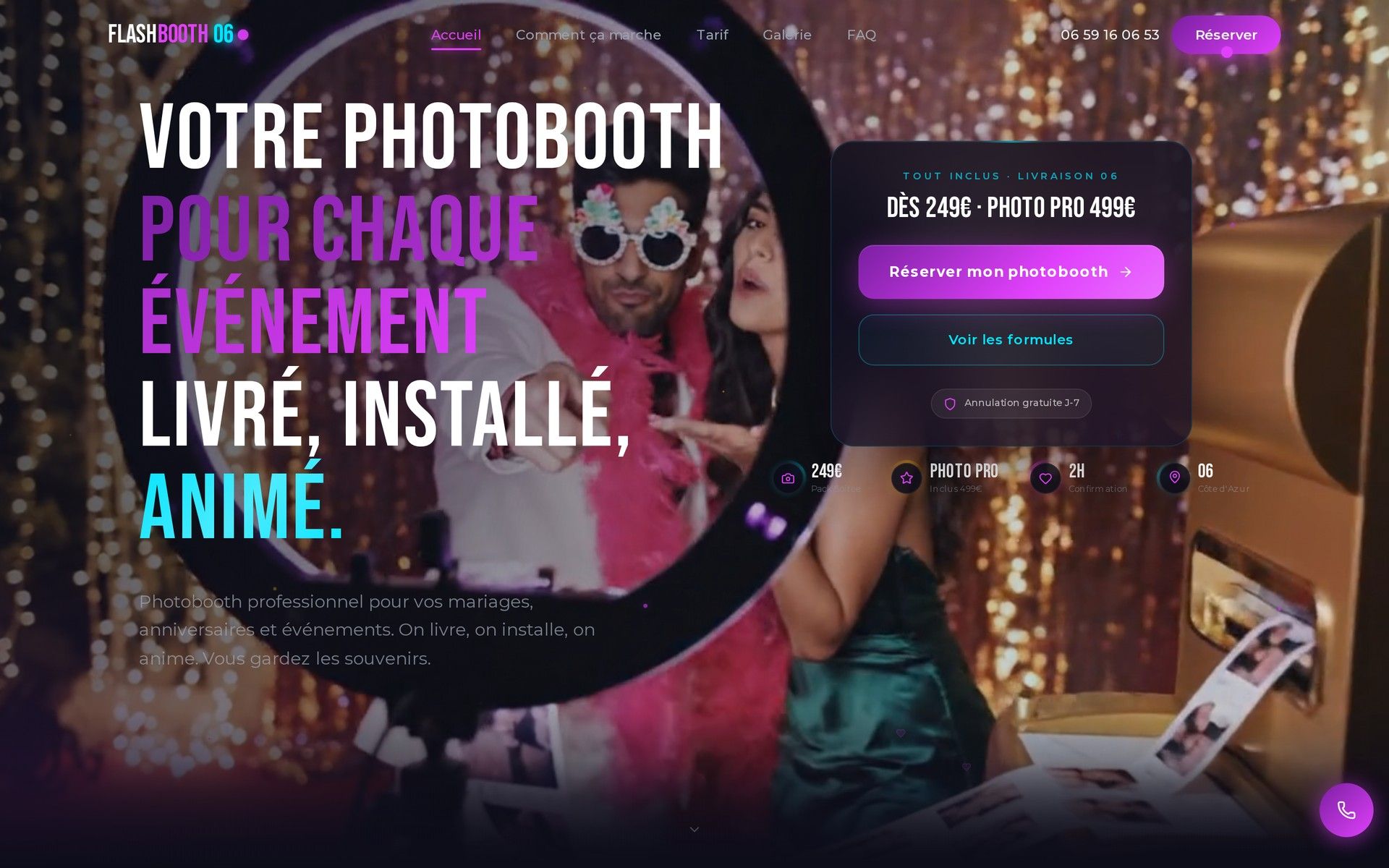 Page d’accueil du site FlashBooth 06